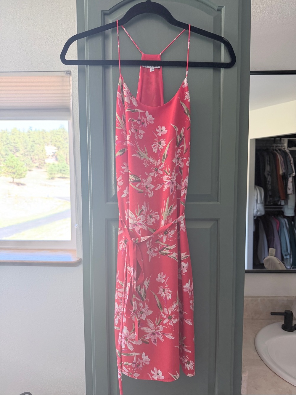Naked Zebra Coral Pink Floral Midi Slip Dress